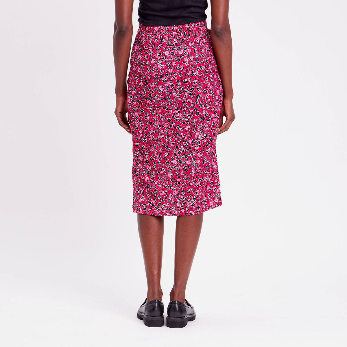 Jupe moulante drapée rouge femme