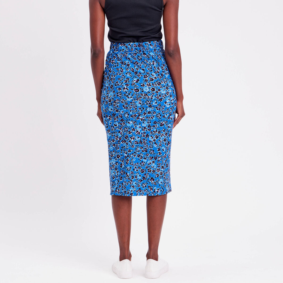 Jupe moulante drapée bleu femme