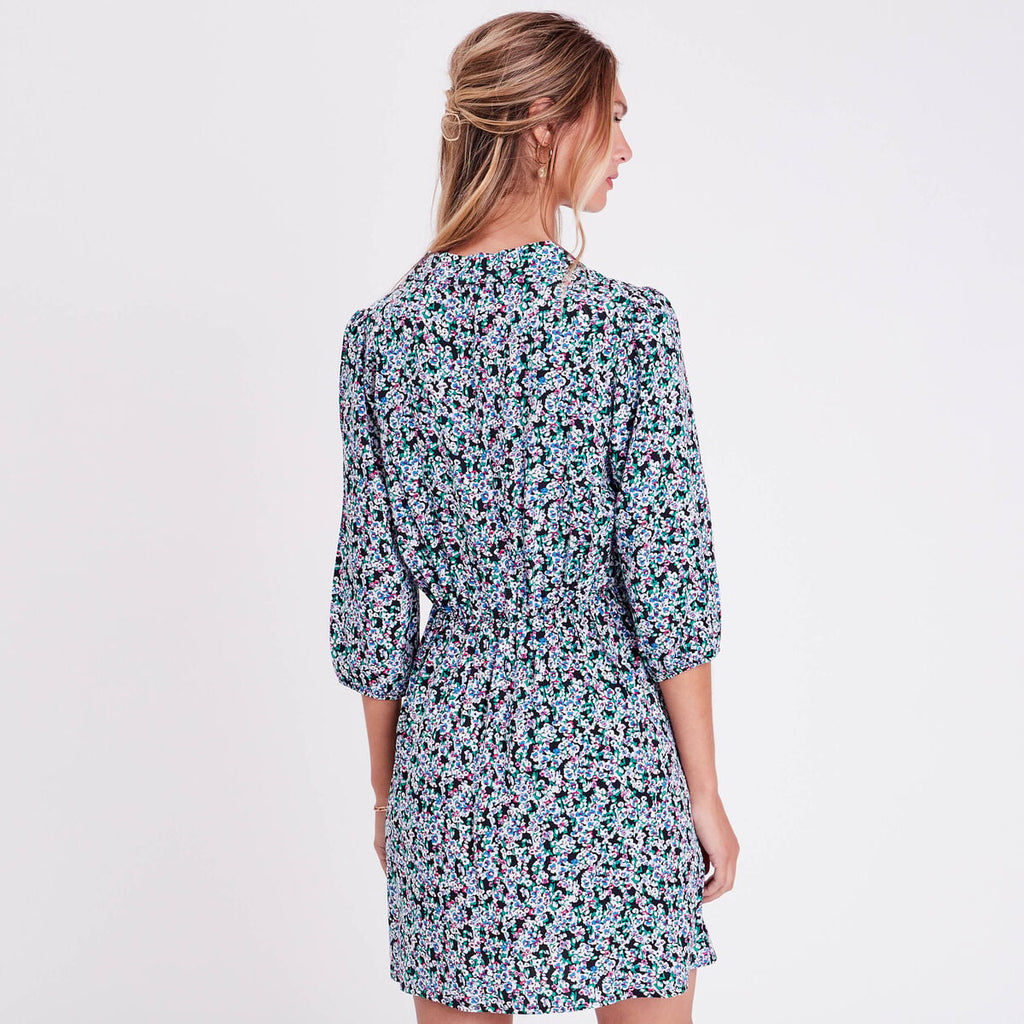 Robe évasée fluide noir femme