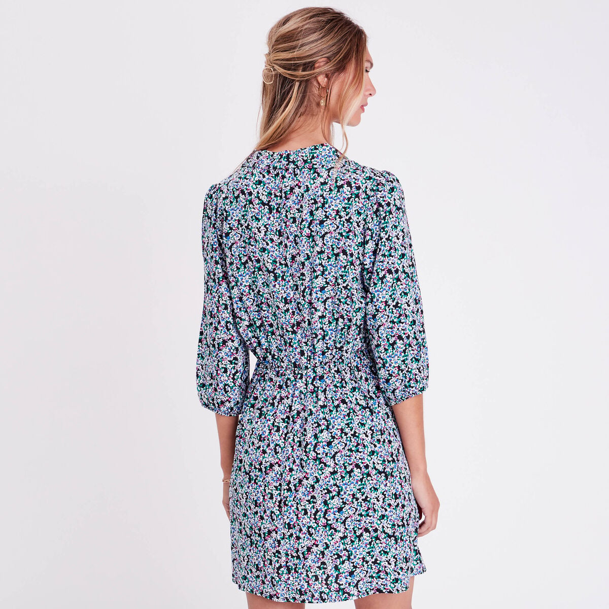 Robe évasée fluide noir femme