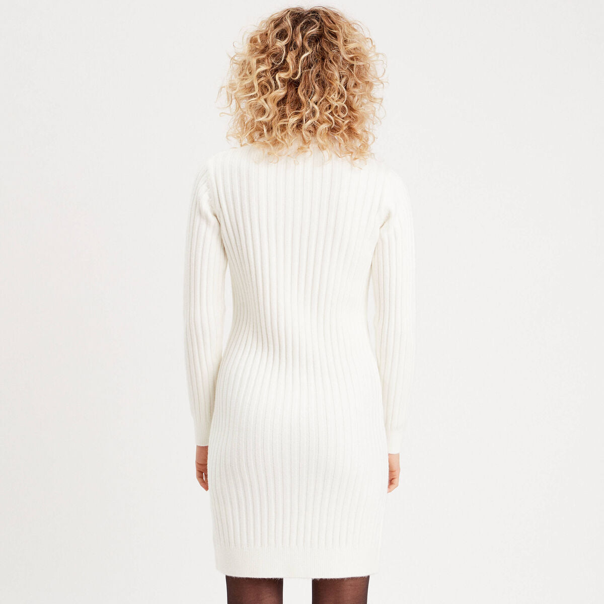 Robe pull à torsades ecru femme
