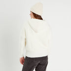 Gilet doublé à capuche ecru femme