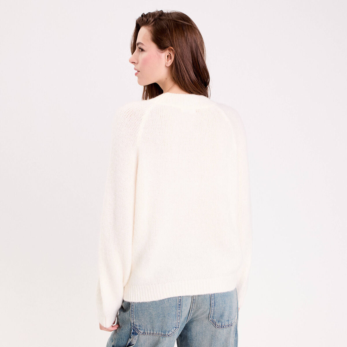 Pull manches longues ecru femme