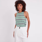 Débardeur doublure crochet vert femme