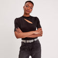 T-shirt avec ouverture noir femme