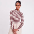 T-shirt cintré col montant marron clair femme