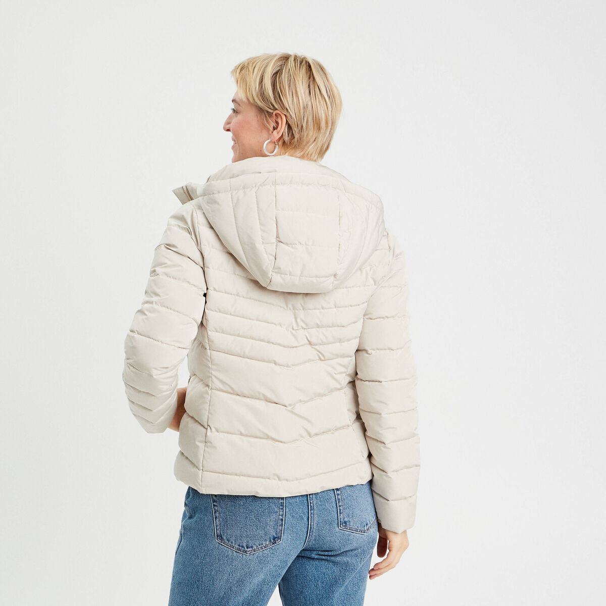 Doudoune ajustée à capuche blanc femme