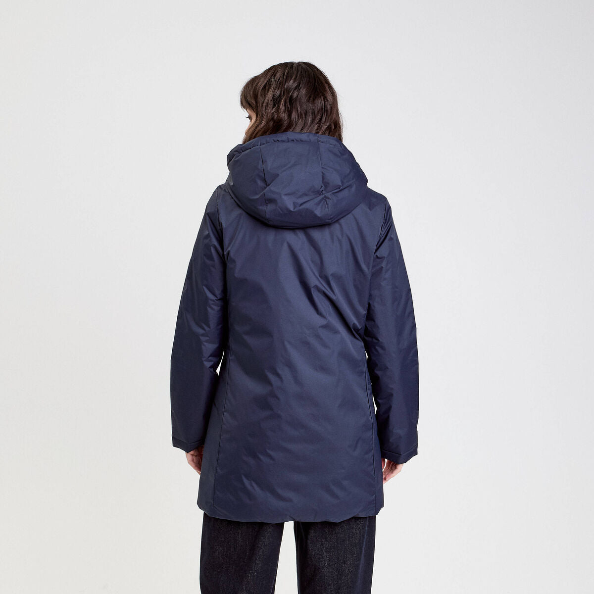 Parka à capuche réversible bleu marine femme