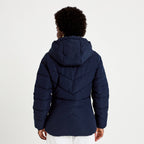 Doudoune cintrée à capuche bleu marine femme