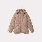 Doudoune cintrée à capuche taupe femme