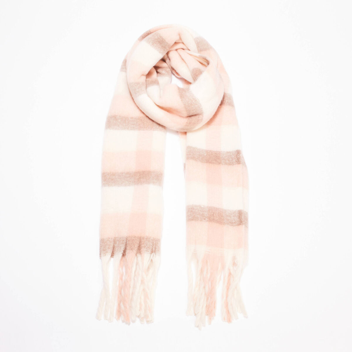 Écharpe avec franges ecru femme