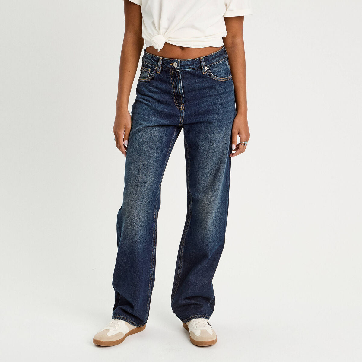 Jeans droit 5 poches denim stone femme