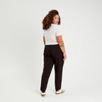 Pantalon paperbag fluide noir femme