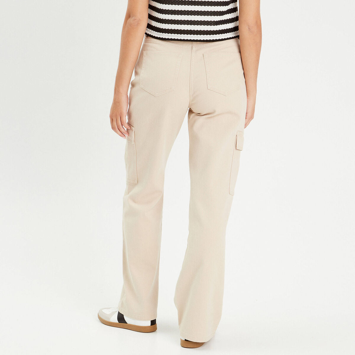 Jean large cargo ecru femme