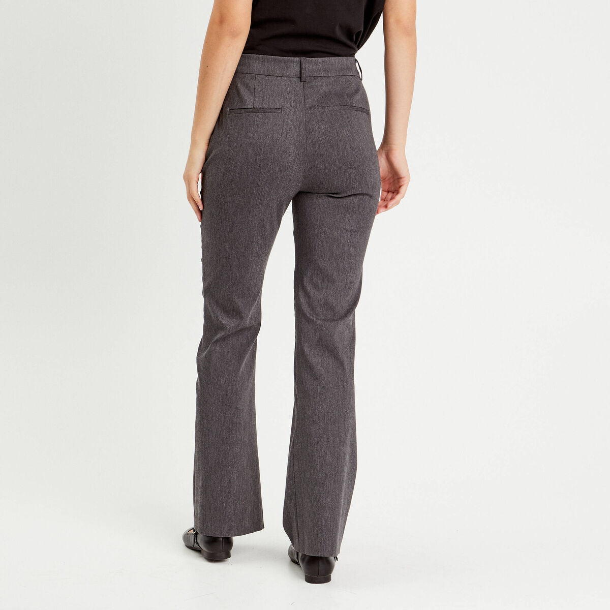 Pantalon flare pont gris foncé femme