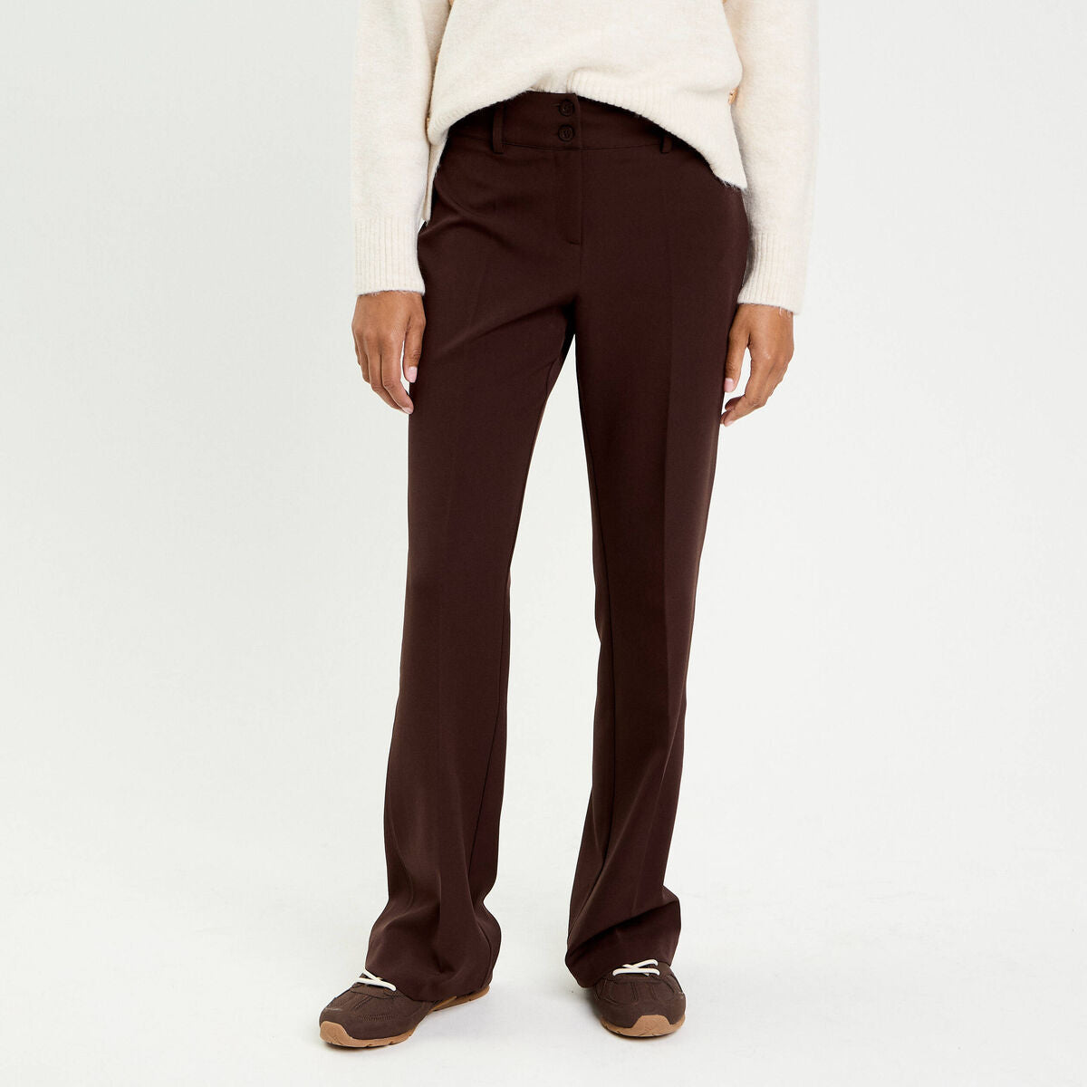 Pantalon flare marron foncé femme