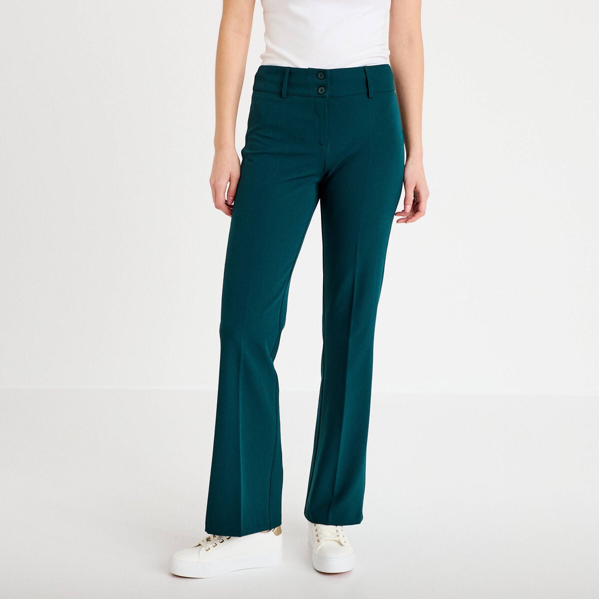 Pantalon flare vert foncé femme
