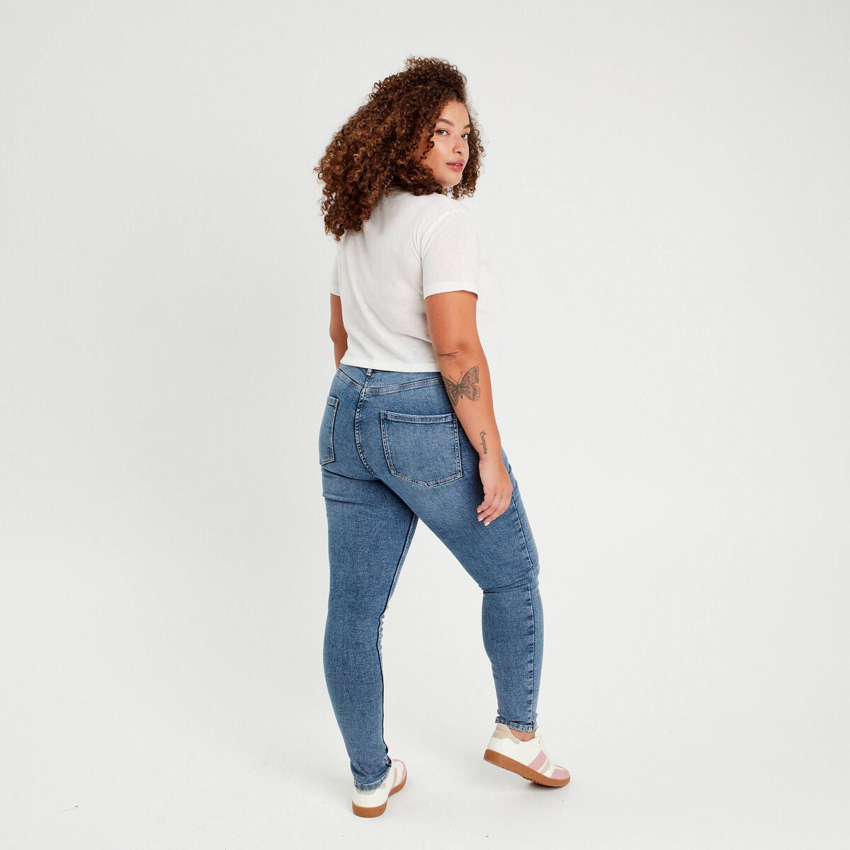 Jeans skinny taille haute denim double stone femme