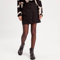 Jupe droite boutonnée noir femme