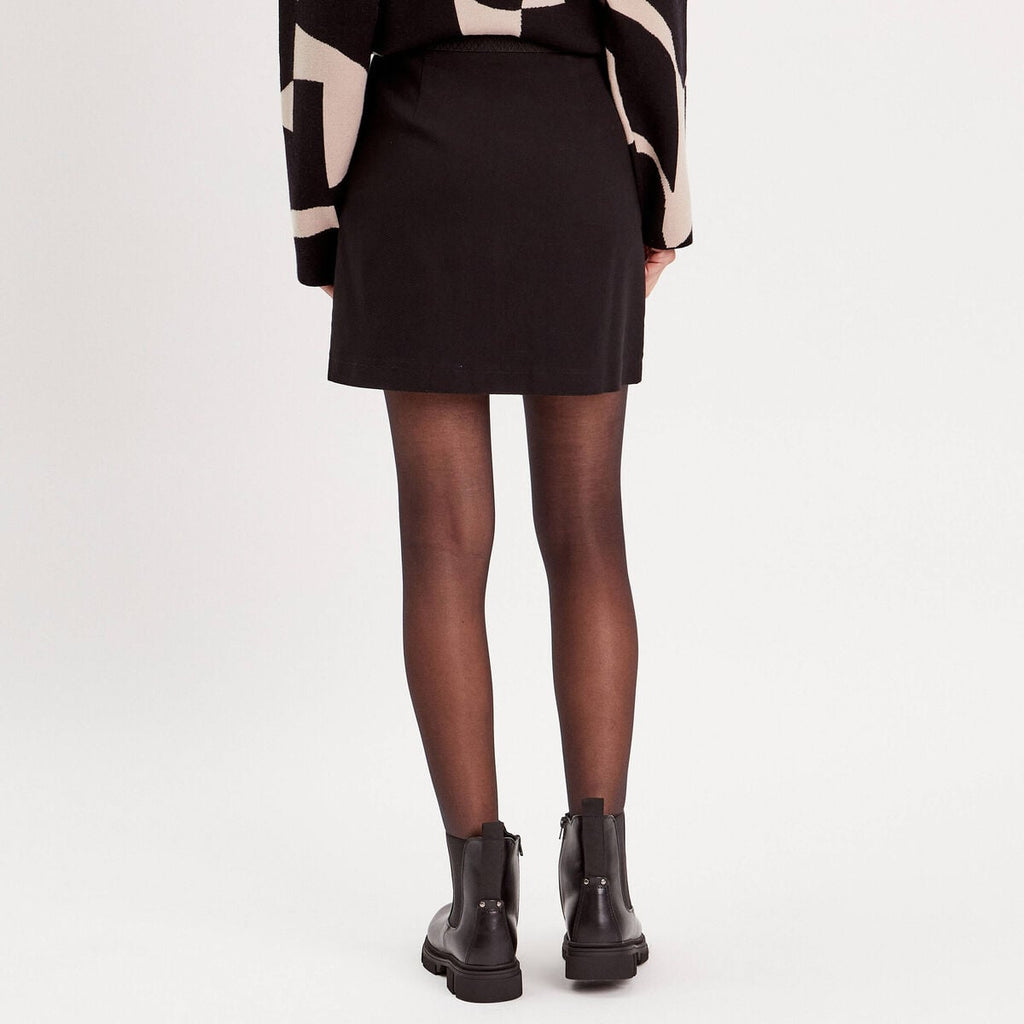 Jupe droite boutonnée noir femme