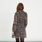 Robe évasée boutonnée beige femme