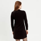 Robe pull évasée col montant noir femme