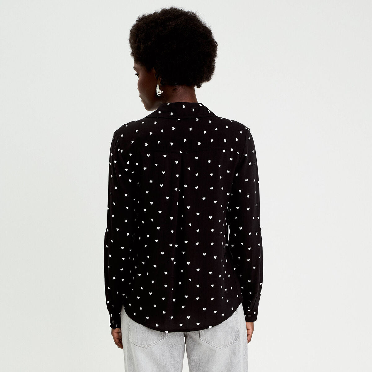 Chemise manches longues noir femme