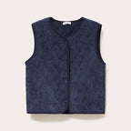 Gilet sans manches velours bleu marine femme