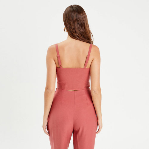 Caraco cropped boutonné vieux rose femme