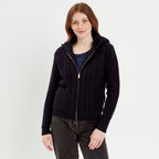 Gilet à capuche zippé bleu marine femme