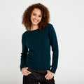 Pull col bateau vert foncé femme
