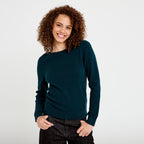 Pull col bateau vert foncé femme