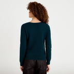 Pull col bateau vert foncé femme