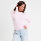 Pull col bateau rose clair femme