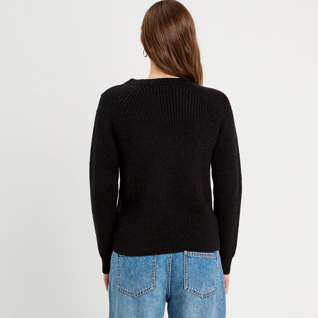 Pull manches longues noir femme