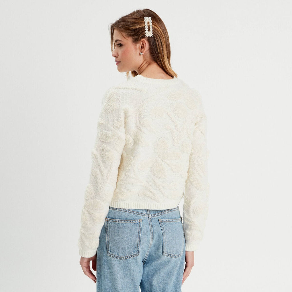 Pull manches longues ecru femme