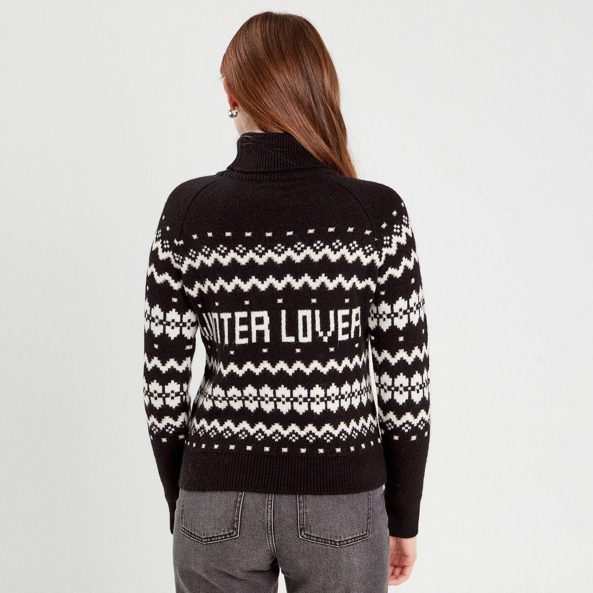 Pull avec col roulé noir femme