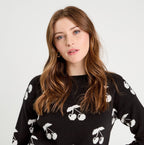 Pull manches longues noir femme