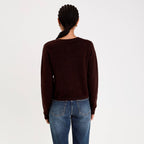 Gilet boutonné manches longues marron foncé femme