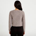 Gilet boutonné manches longues taupe femme