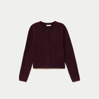 Gilet boutonné manches longues prune femme