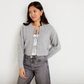 Gilet court noué gris clair femme