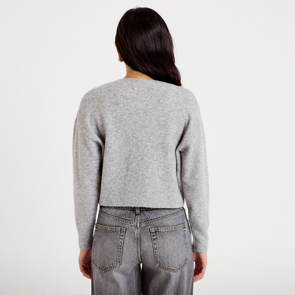 Gilet court noué gris clair femme