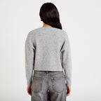 Gilet court noué gris clair femme