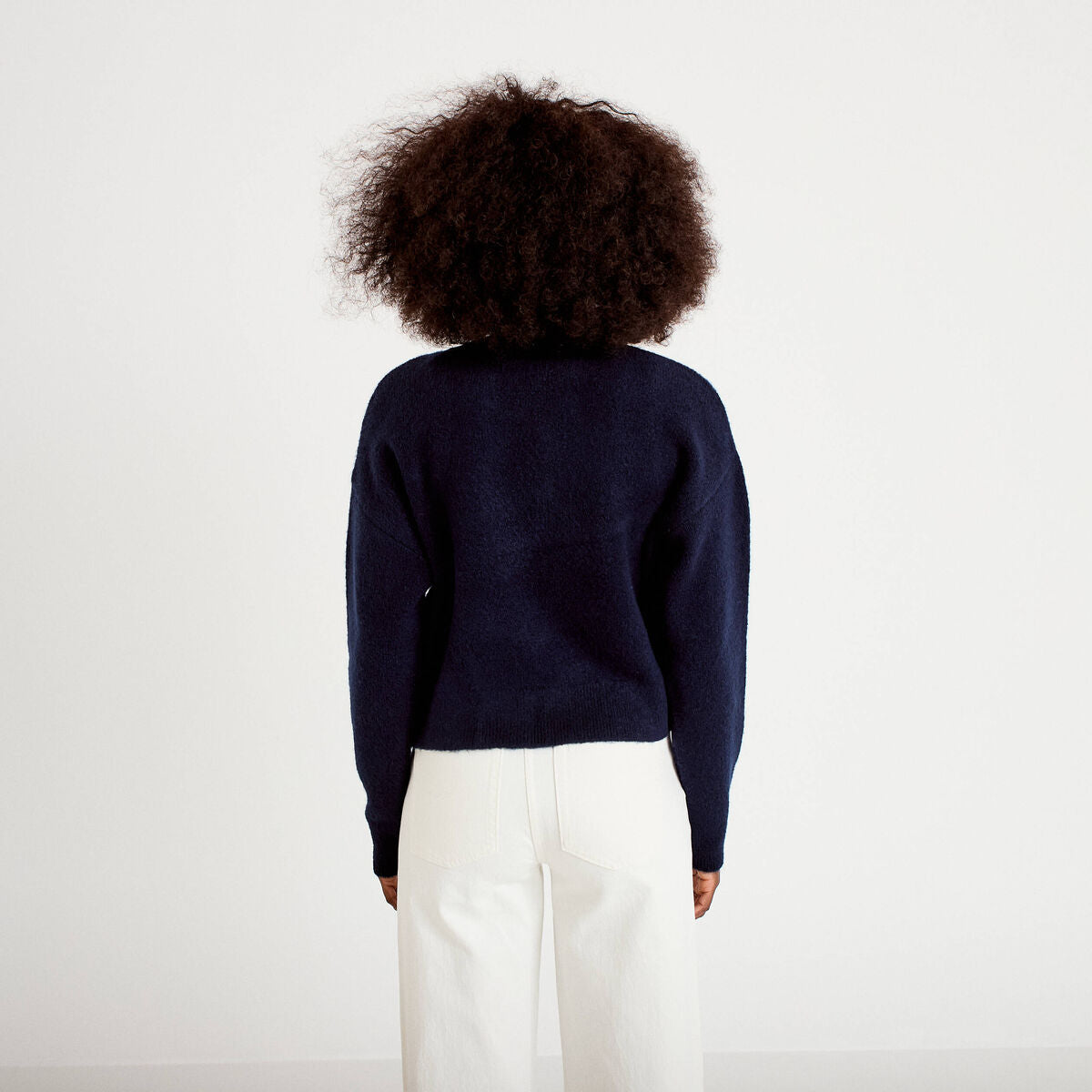 Gilet court noué bleu marine femme