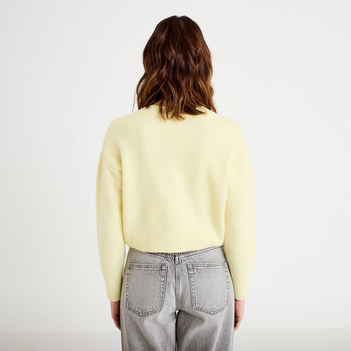 Gilet court noué jaune clair femme