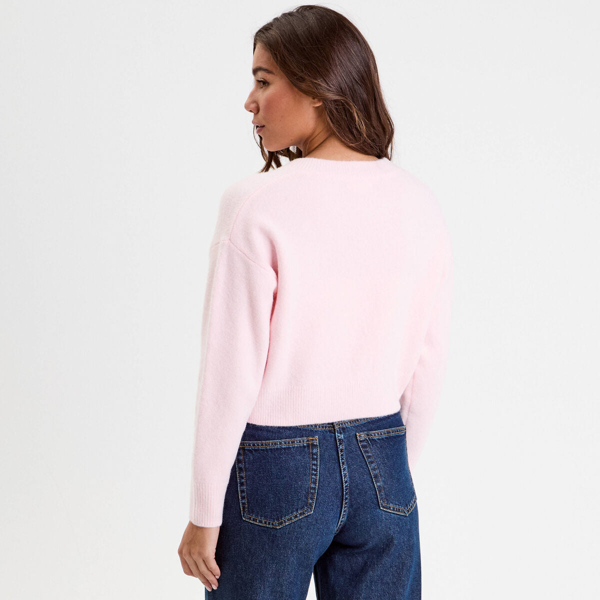 Gilet court noué rose clair femme