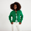 Gilet court noué vert foncé femme