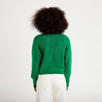 Gilet court noué vert foncé femme