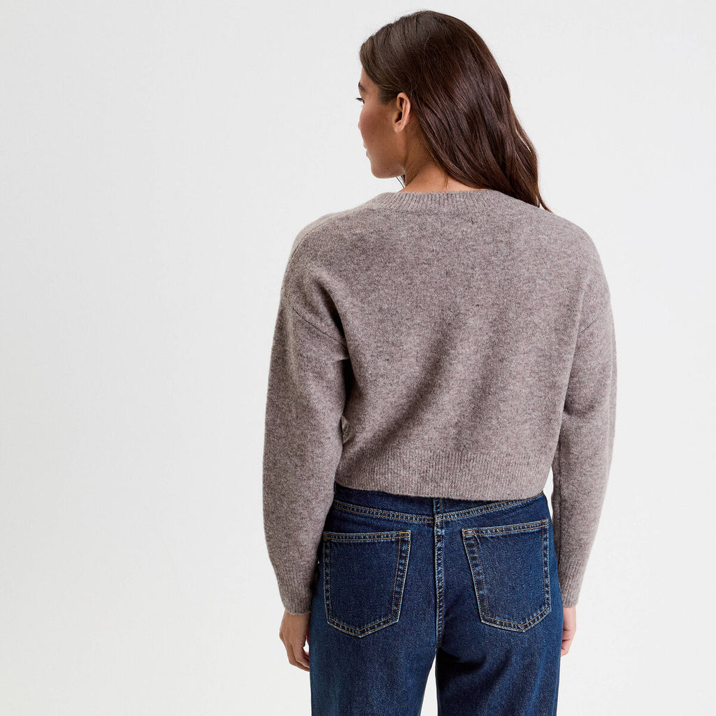 Gilet court noué taupe femme